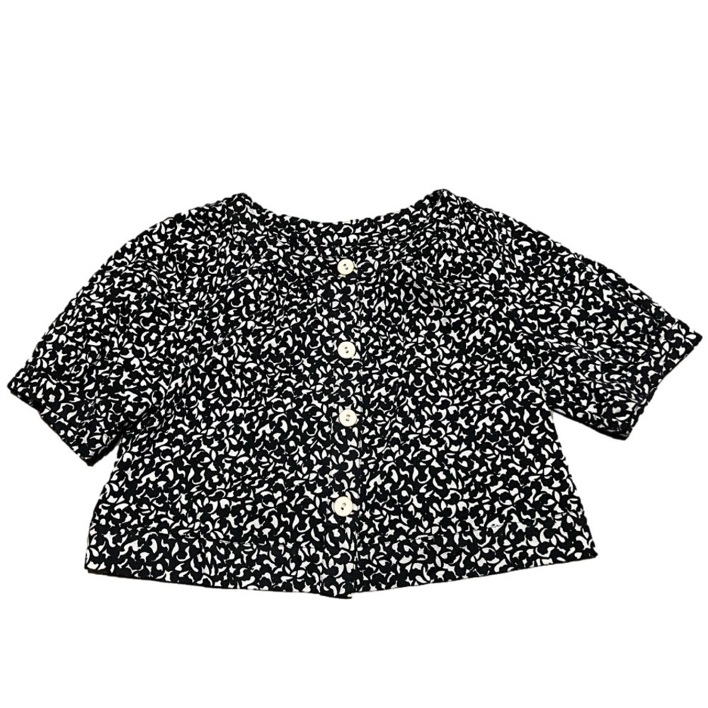 AMI Cropped Button Jacket Black & White Patterned Cotton Spandex Women’s Sz XL
